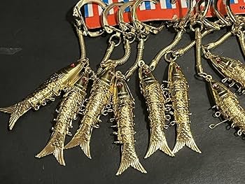 Amazon.co.jp: 昭和 レトロ 金色の魚 キーホルダー 台紙 12付き